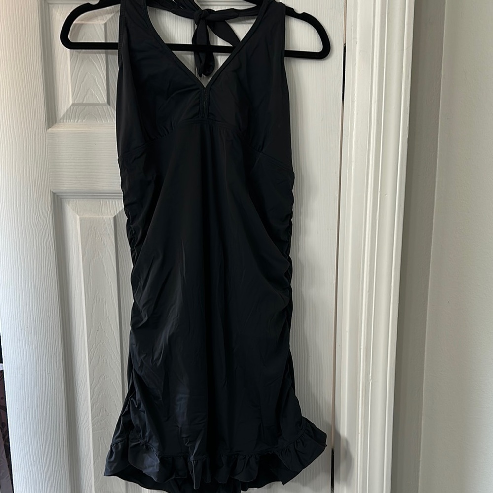 Black Halter Swimsuit Dress